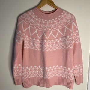 LOFT Pink and White Patterned Women's Sweater